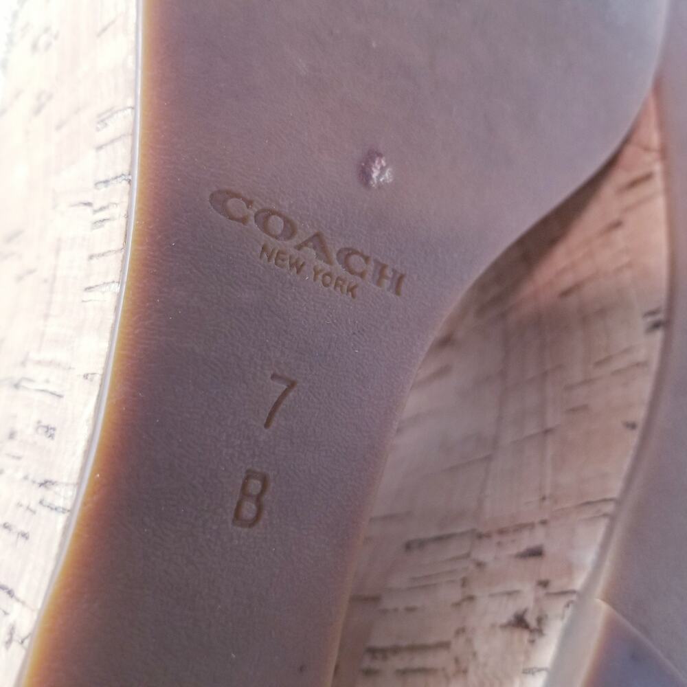 Coach Ivory Metallic Cork Wedge Sandals - Picture 4 of 13